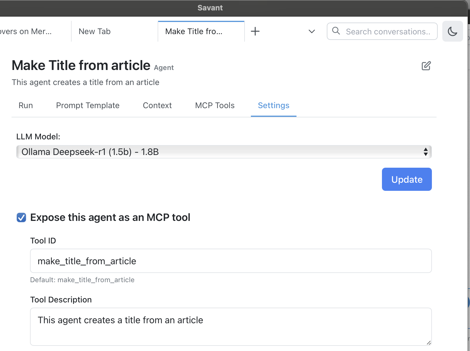 Savant MCP Tool Integration
