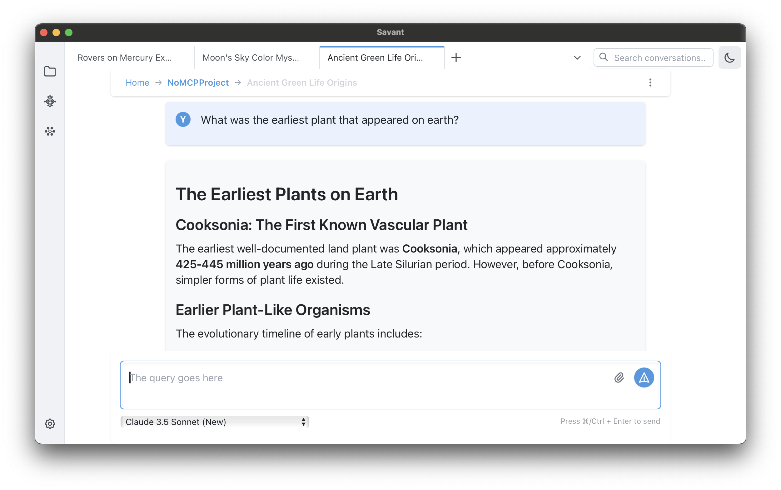 Savant Desktop Application Interface